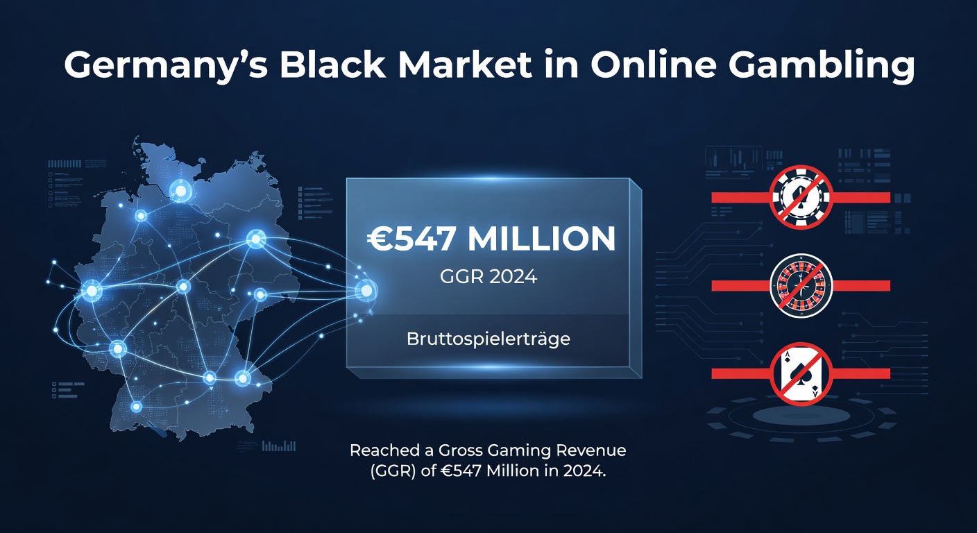 Diagramm zur Channelization Rate im deutschen Online-Glücksspielmarkt mit Fokus auf regulierten und Schwarzmarkt-Anteil